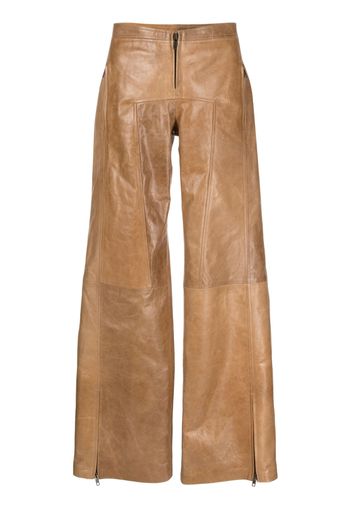 KNWLS leather flared trousers - Marrone