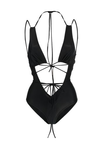 KNWLS strap-detail one-piece swimsuit - Nero