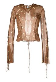 KNWLS floral-print silk blouse - Marrone