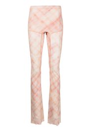 KNWLS check-print semi-sheer trousers - Arancione