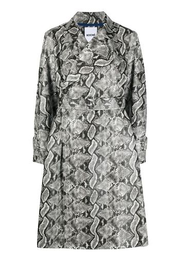 snakeskin-print side-slit coat