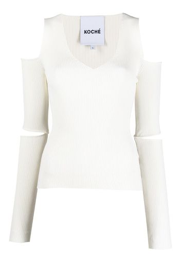 ribbed knit cut-out detail top