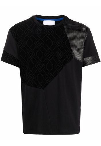 Koché velvet-effect panelled T-shirt - Nero