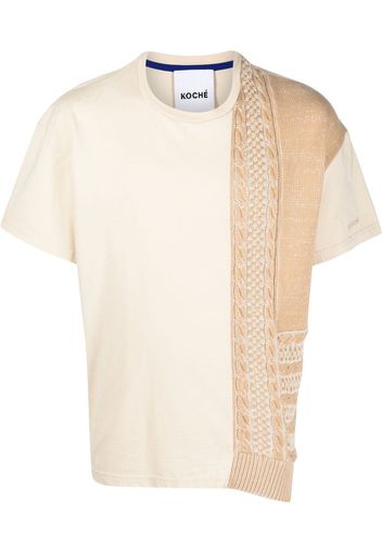 Koché knitted-panel cotton T-shirt - Giallo