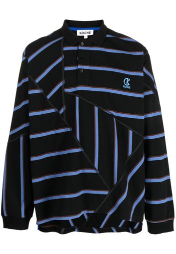 Koché striped cotton oversize polo shirt - Nero