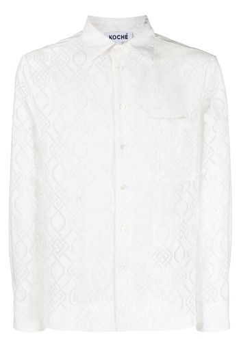 Koché monogram-pattern long-sleeve shirt - Bianco