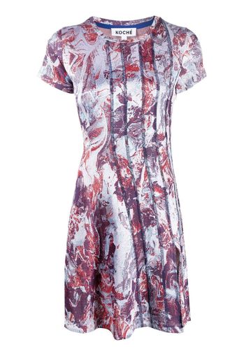 Koché abstract-print short-sleeve mini dress - Blu