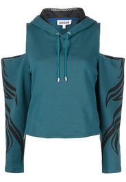 Koché cold-shoulder cotton hoodie - Blu