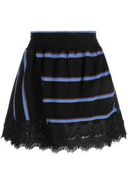 Koché lace-hem striped mini skirt - Nero