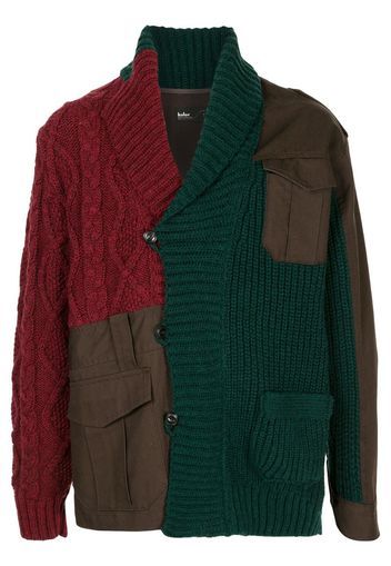 patchwork cable-knit cardigan