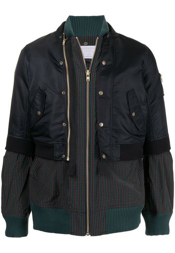 Kolor layered plaid-check jacket - Nero