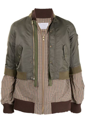 Kolor shell-panelled checked bomber jacket - Marrone