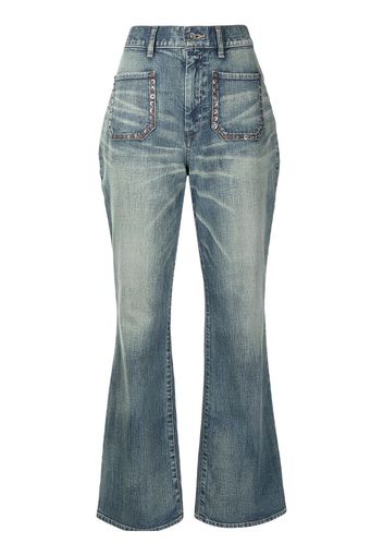 Kolor high-waisted flared leg jeans - Blu