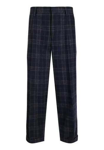 Kolor plaid-check print trousers - Blu