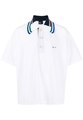 Kolor striped collar polo shirt - Bianco