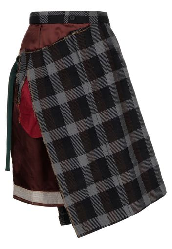 Kolor asymmetric tartan-check skirt - Blu