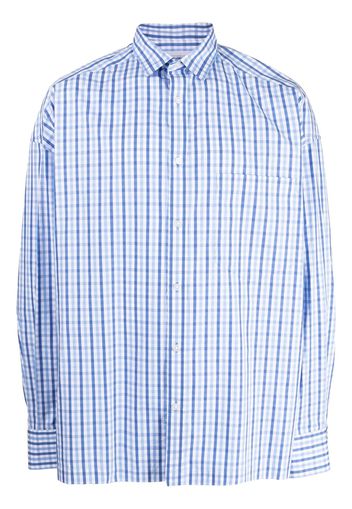 Kolor checked long-sleeve shirt - Blu