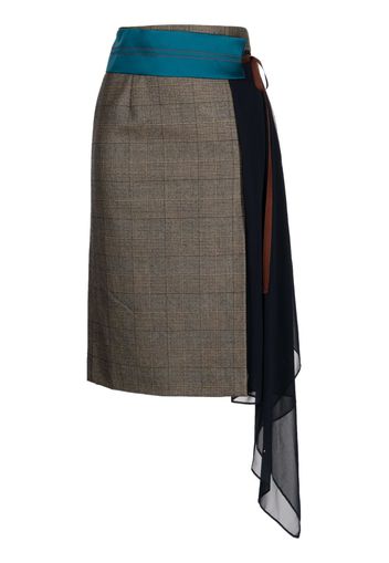 Kolor check-pattern high-waist skirt - Marrone