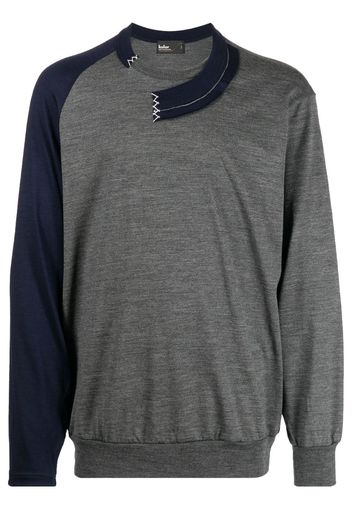 Kolor asymmetric wool long-sleeve T-shirt - Grigio