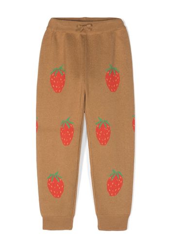 Konges Sløjd strawberry-print knitted track pants - Marrone