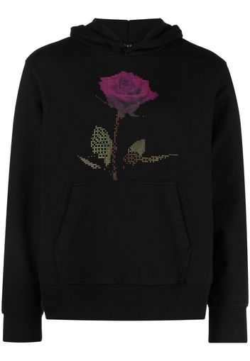 Ksubi pixelated rose-print cotton hoodie - Nero