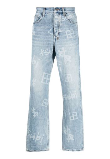 Ksubi graphic-print straight-leg jeans - Blu
