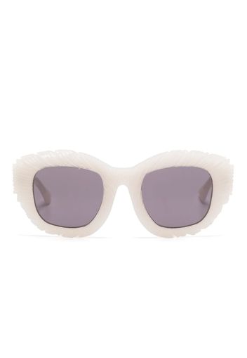 Kuboraum square-frame textured sunglasses - Bianco
