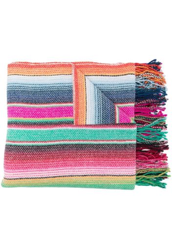 kujten striped fringed cashmere scarf - Rosa