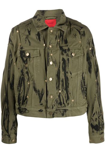 KUSIKOHC stud-embellished distressed denim jacket - Verde