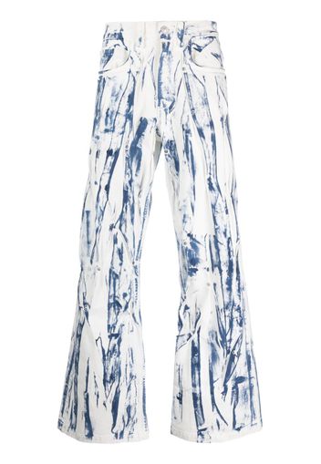 KUSIKOHC painterly-print wide-leg jeans - Bianco