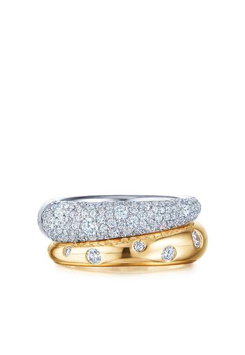 KWIAT 18kt white and yellow gold Cobblestone diamond double band ring - Oro