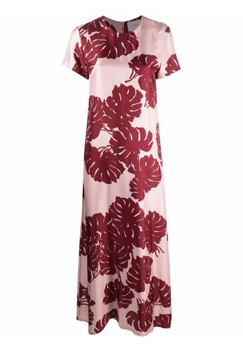 La Doublej monstera-print silk dress - Rosa