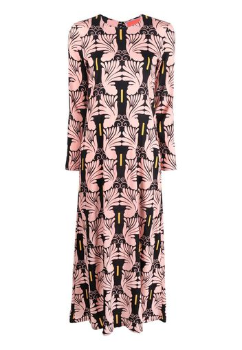 La DoubleJ graphic-print long-sleeved maxi dress - Rosa