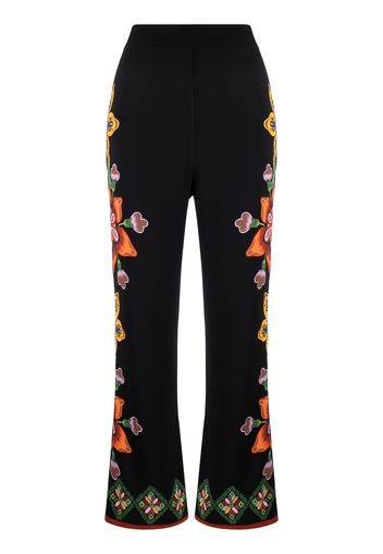 La DoubleJ Stretch floral-print straight trousers - Nero