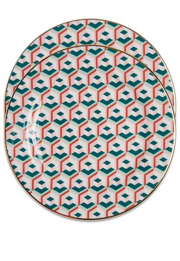 La DoubleJ abstract-print dessert plate set of two - Verde