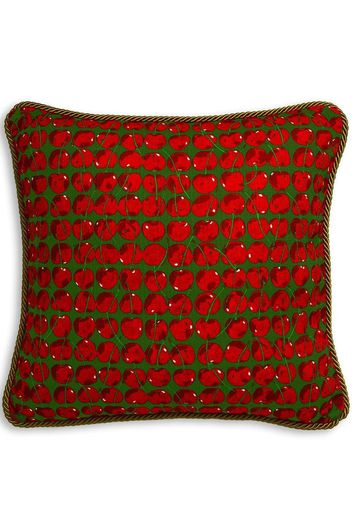 La DoubleJ Cherries Verde-print cushion (45x45cm)