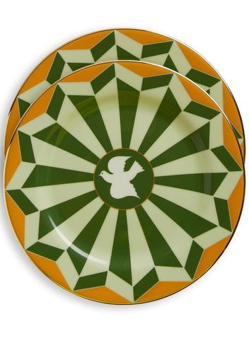 La DoubleJ Roman Dove Bosco-print dessert plates (set of 2) - Verde