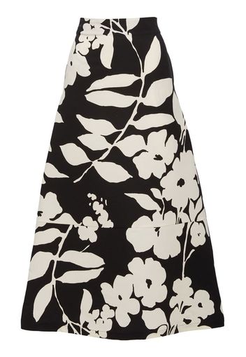 La DoubleJ A-Long floral-print midi skirt - Nero