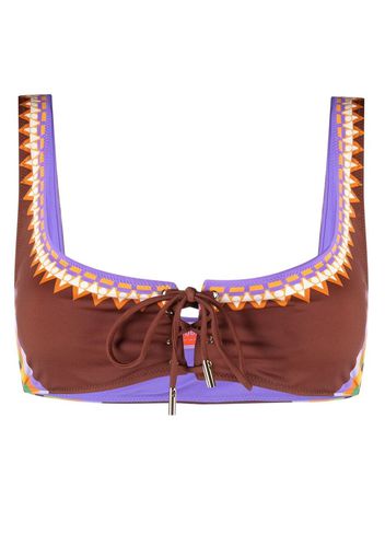 La DoubleJ Top bikini con stampa Sunset - Marrone