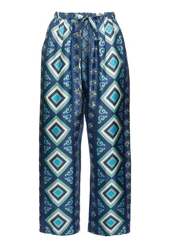La DoubleJ Pantaloni crop con motivo geometrico - Blu