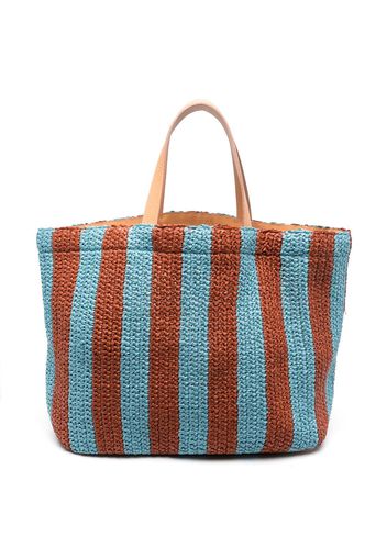 La DoubleJ Riviera striped raffia tote bag - Blu