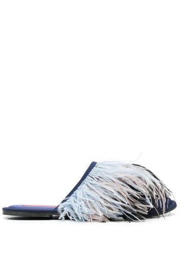 La DoubleJ Slippers con piume - Blu