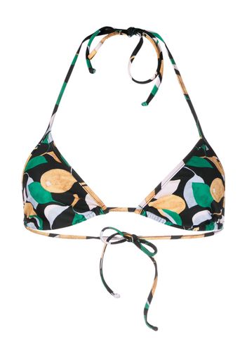 La DoubleJ Orchard-print triangle bikini top - Nero