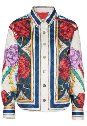 La DoubleJ Edie floral-print quilted jacket - Bianco