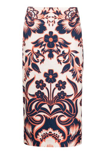 La DoubleJ floral-print pencil skirt - Toni neutri