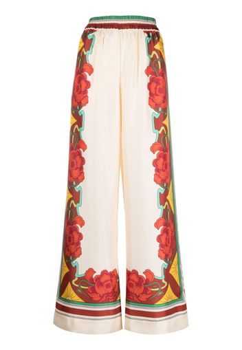 La DoubleJ floral-print palazzo trousers - Toni neutri