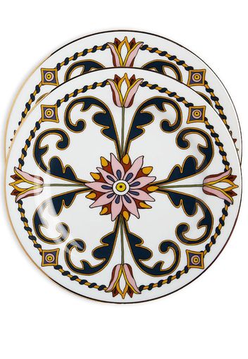 La DoubleJ Tyrrhenian Tulips-print dessert plates (set of two) - Bianco