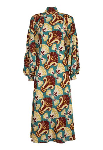 La DoubleJ Medici graphic-print silk dress - Marrone