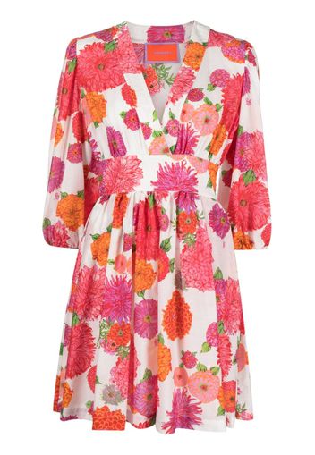 La DoubleJ floral-print V-neck dress - Bianco