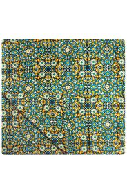tile-print tablecloth